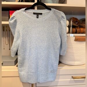 White House Black Market Light Blue Puff-Sleeve Sweater Top